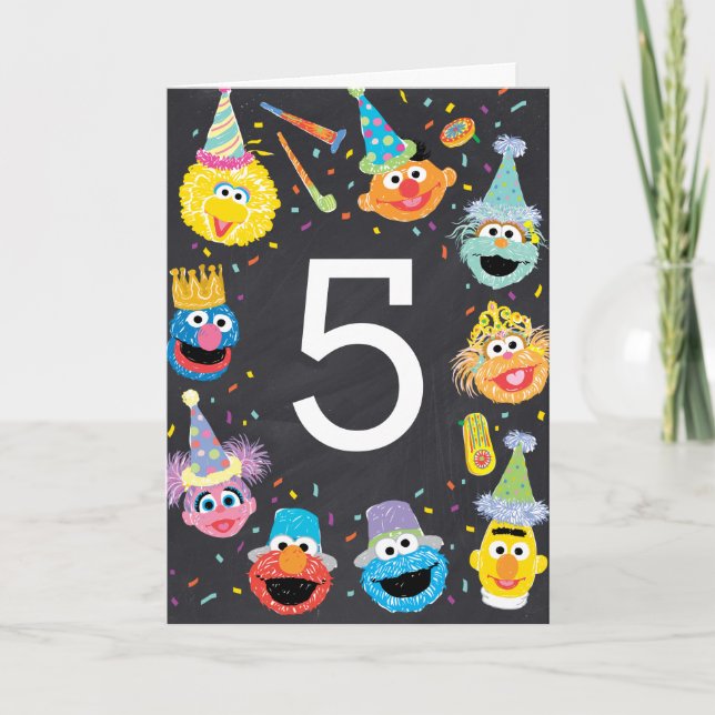 Carte Rue Sésame Confettis Joyeux 5ème Anniversaire (Devant)