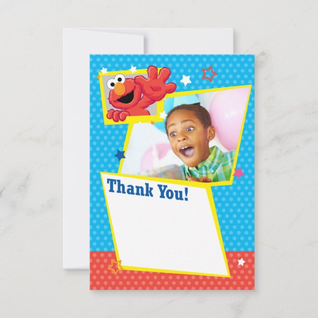 Carte Rue Sésame | Elmo - Polka Dot & Stars Anniversaire (Devant)