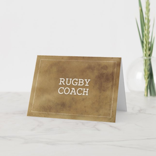 Carte Rugby Coach Thanks Définition de Simple Brown (Devant)