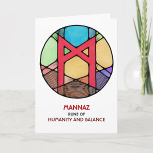 Carte Rune Mannaz - Humanité et équilibre - Art Nouveau