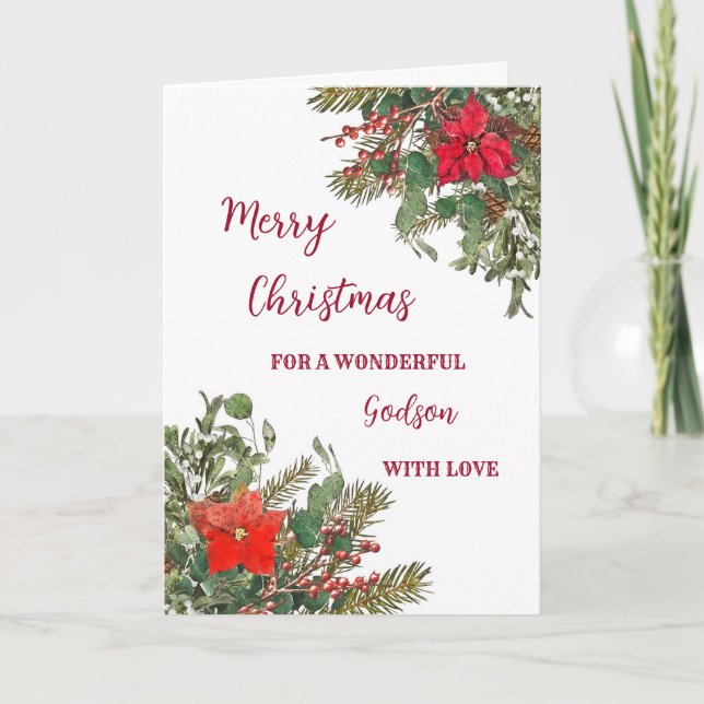 Carte Russe aquarelle Godson Joyeux Noël (Devant)