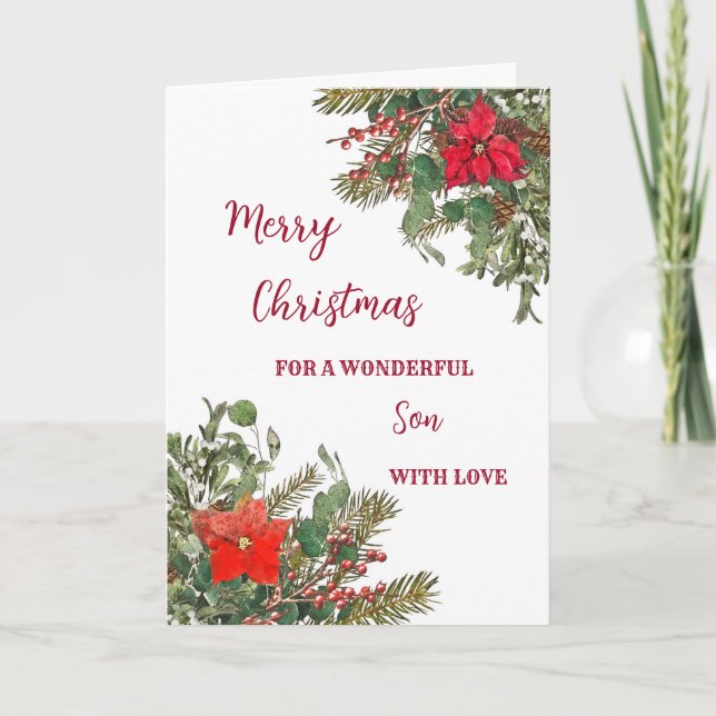 Carte Russe Aquarelle Son Joyeux Noël (Devant)