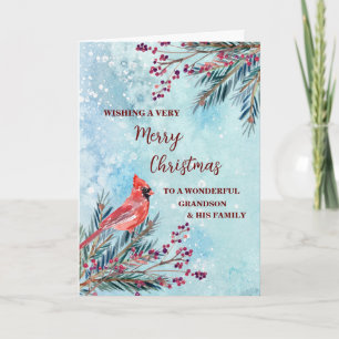 Carte Russe Grand-fils et famille Joyeux Noël