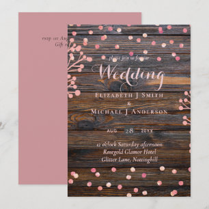 Carte Russe ROSE OR Mariage rose Bois Budget