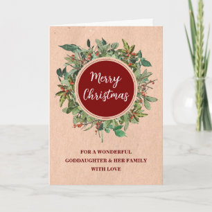 Carte Russe Wreath Godgirl & Famille Joyeux Noël
