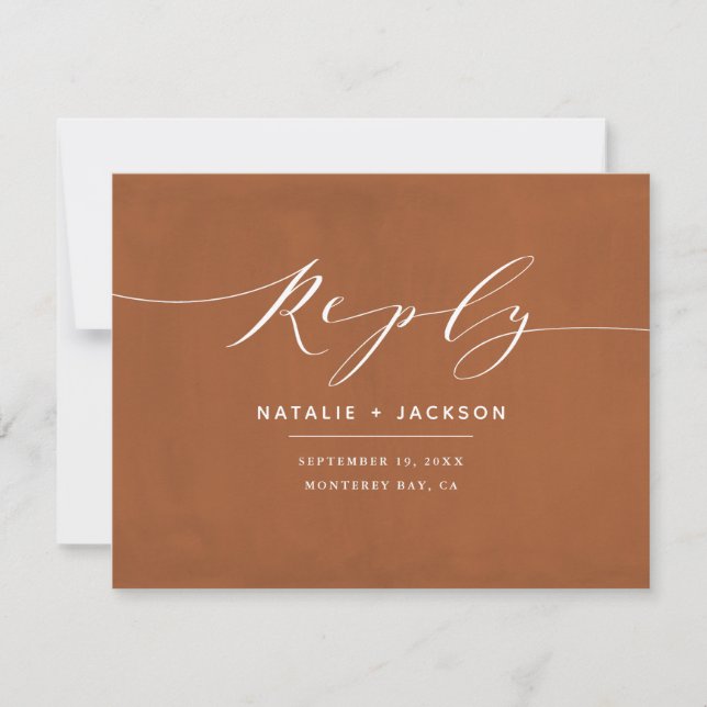 Carte Rust + blanc élégant mariage réponse (Devant)