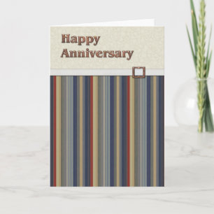 Carte Rust & Blue Stripes avec boucle de cuivre Annivers