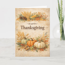 Carte Rustic Autumn Harvest Happy Thanksgiving