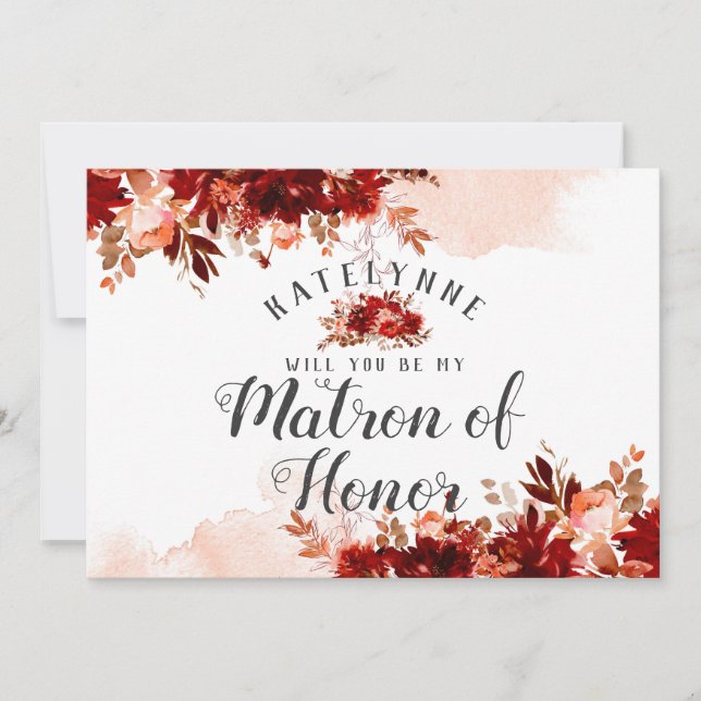 Carte Rustic Beauty Be My Matron of Honor Proposition Ca (Devant)