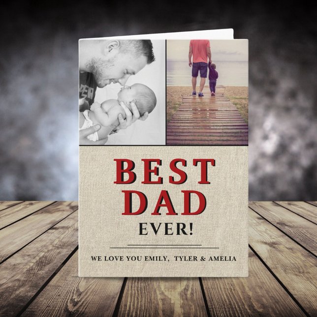 Carte Rustic Best Papa Jamais Père`s Day 2 Collage photo (Créateur téléchargé)