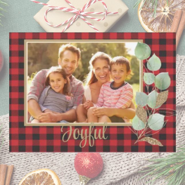 Carte Rustic Buffalo Plaid Parties scintillant Famille d (Créateur téléchargé)