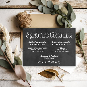 Carte Rustic Chalkboard Mariage Signature Cocktails