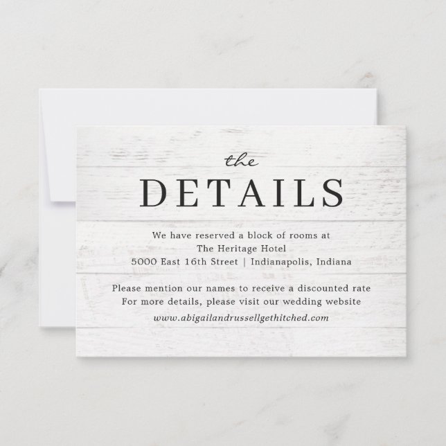 Carte Rustic Chic Modern Mariage Détails (Devant)