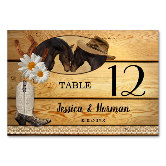 Carte Rustic Country et Western Table Number (Devant)