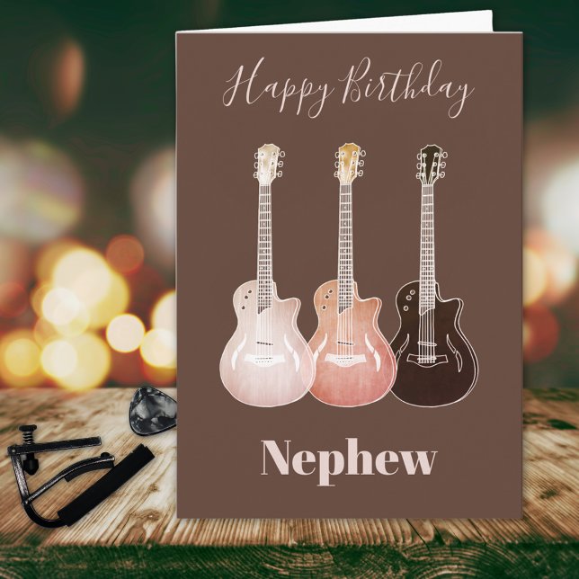 Carte Rustic Country Guitar Joyeux anniversaire Nephew (Rustic country guitar happy birthday nephew personalized greeting card for teenage boy)