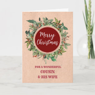 Carte Rustic Cousin et sa femme Noël