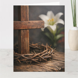 Carte Rustic Cross & Lily