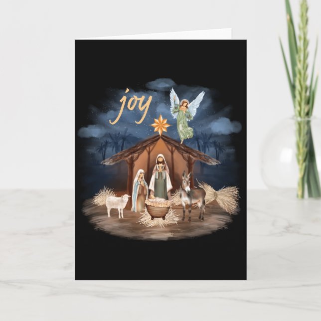 Carte Rustic Farmhouse Christmas Joy Nativity  (Devant)