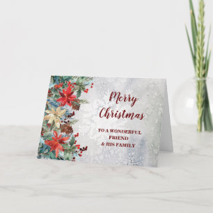 Carte Rustic Floral Friend & Family Joyeux Noël