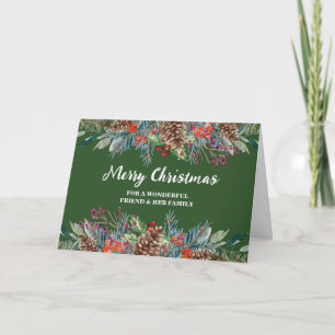 Carte Rustic Floral Friend & Family Joyeux Noël