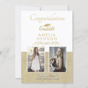 Carte Rustic Gold 2022 Graduate 2 Diplôme photo