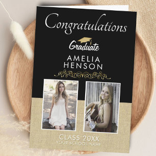 Carte Rustic Gold Black 2022 Graduate 2 Diplôme photo