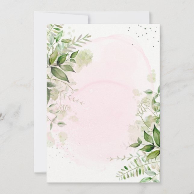 Carte Rustic Greenery Blush Pink Détails Mariage personn (Devant)
