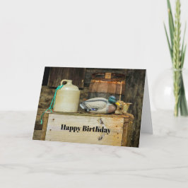 Carte Rustic Jug Duck Decoy Photo Anniversaire