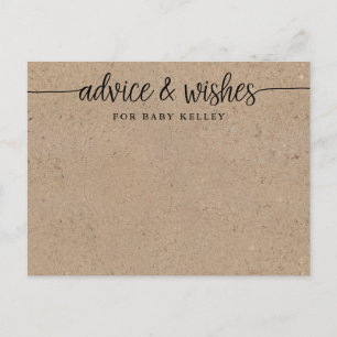 Carte Rustic Kraft Baby shower Conseils et voeux