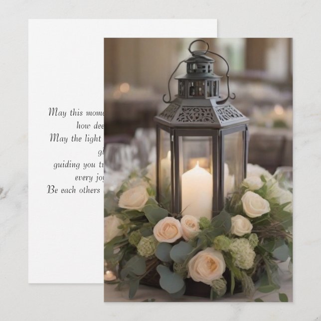 Carte Rustic Lantern Floral Centerpiece Card (Devant / Derrière)
