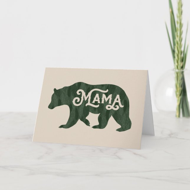 Carte Rustic Mama Bear Silhouette Fête des Mères (Devant)