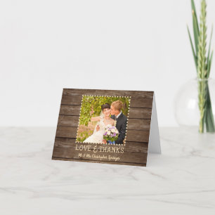 Carte Rustic Mariage de bois  photo Merci