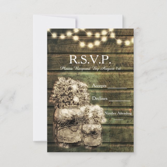 Carte Rustic Mason Jar R.S.V.P. (Devant)