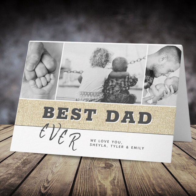 Carte Rustic Modern Best Papa's Day Photo Collage (Créateur téléchargé)
