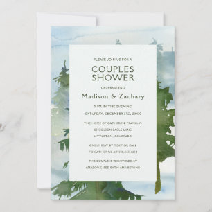 Carte Rustic Mountain Forest Aquarelle Couples Douche