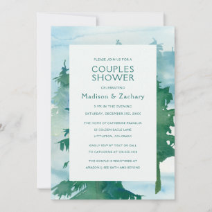 Carte Rustic Mountain Forest Aquarelle Couples Douche