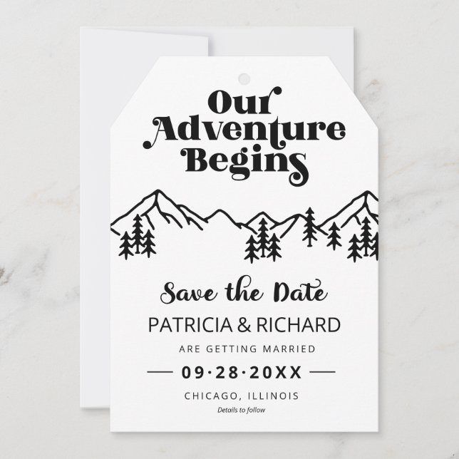 Carte Rustic Mountains Mariage Extérieur Enregistrer La  (Devant)