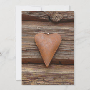 Carte Rustic Old Heart on Log Cabin Wood