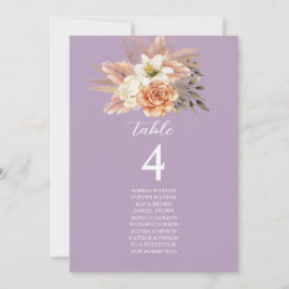 Carte Rustic Peach Mariage Seing Chart