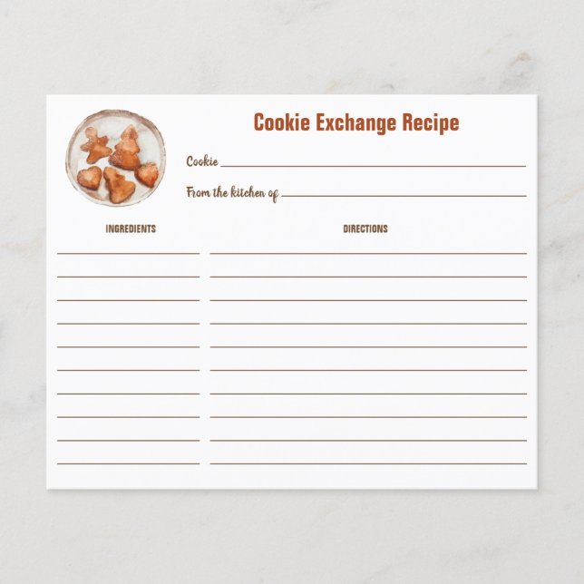 Carte Rustic Recette Exchange Cookie (Devant)