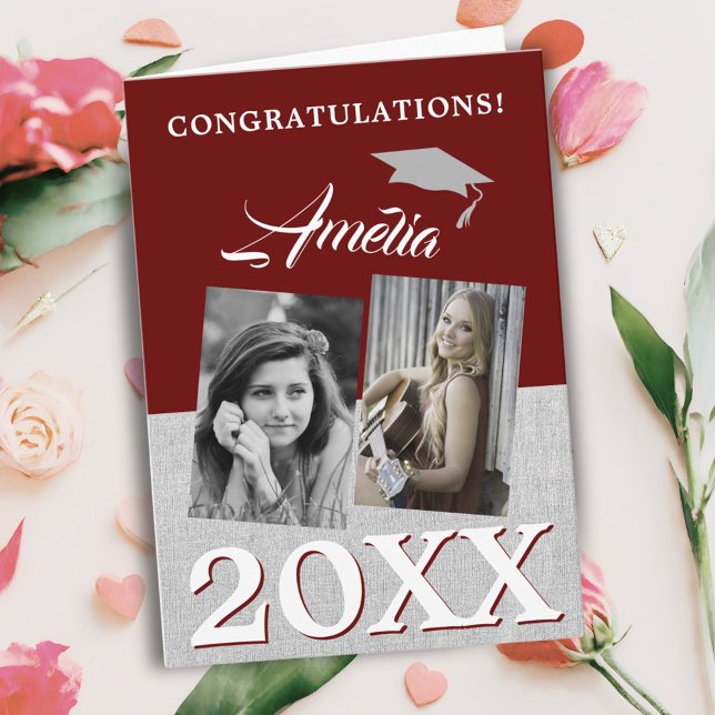 Carte Rustic Red Graduate 2 - Diplôme photo (Créateur téléchargé)