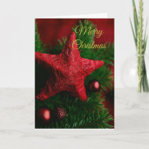 Rustic Red Star sur Pine Christmas Grey Card