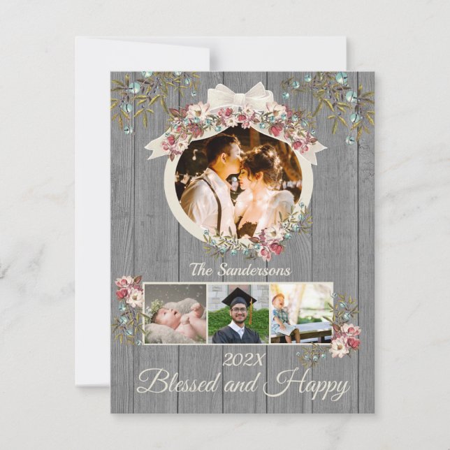 Carte Rustic Romantic Holiday 4 Collage photo (Devant)