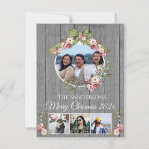 Carte Rustic Romantic Holiday 4 Photo collage Noël