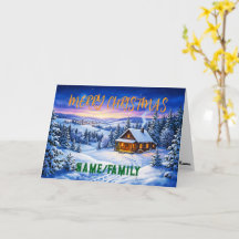 Rustic Snowy Cabin Merry Christmas