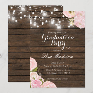 Carte Rustic String Lights Graduation Party été