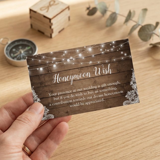 Carte Rustic Twinkle Lights Mariage Honeymoon Fund (Créateur téléchargé)