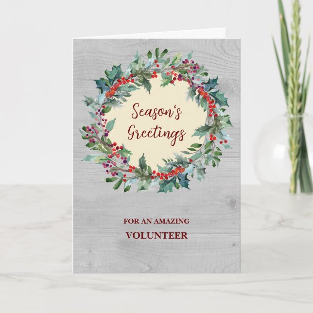 Carte Rustic Volunteer Christmas Holiday Card (Devant)