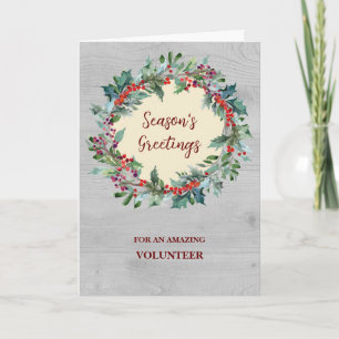 Carte Rustic Volunteer Christmas Holiday Card