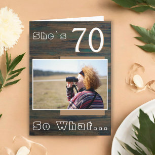 Carte Rustic Wood Funny 70e anniversaire Photo
